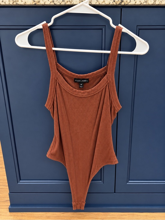 JLUXLABEL Tops - JLUXLABEL Ribbed Tank Bodysuit in Rust Brown